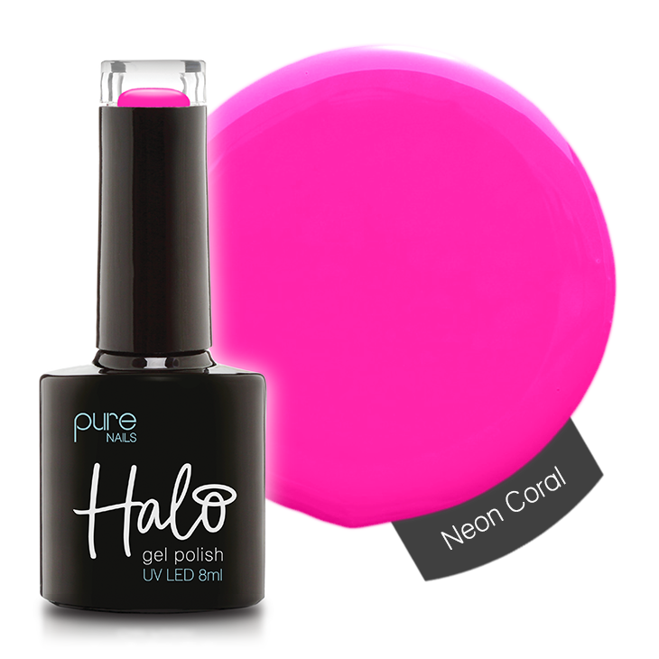 Product image of Pure Nails' Halo gel polish in shade 'Neon Coral'