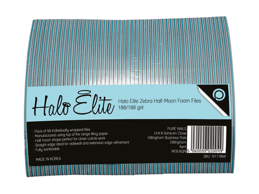 Halo Elite Half-Moon Zebra File 180/180 grit - 50 pack