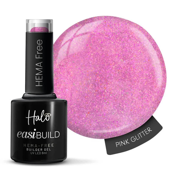 Halo EasiBuild Builder Gel - Pink Glitter 8ml