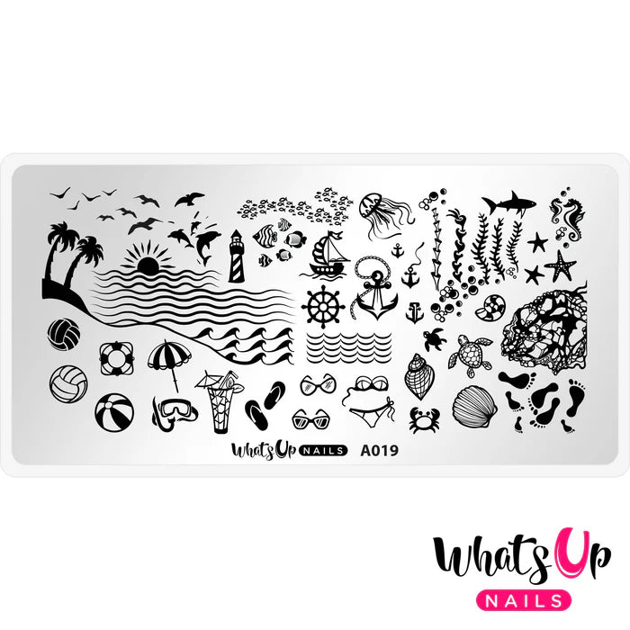 Whats Up Nails - Stamping Plate - Beach Mode