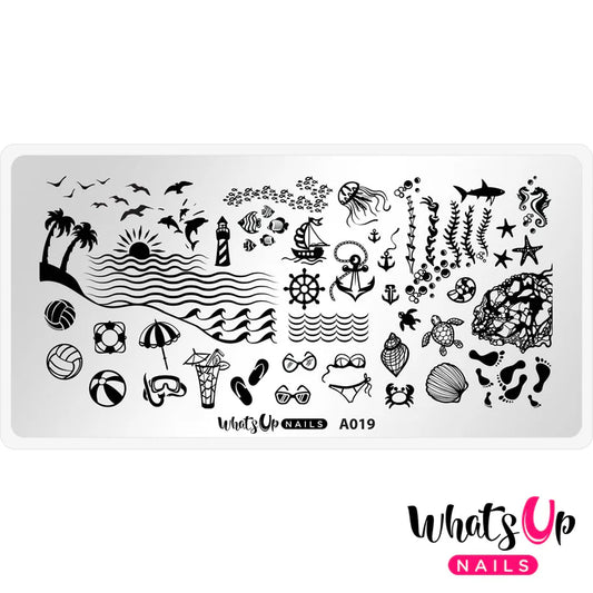 Whats Up Nails - Stamping Plate - Beach Mode