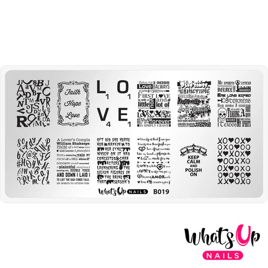 Whats Up Nails - Stamping Plate - Words of Emotions