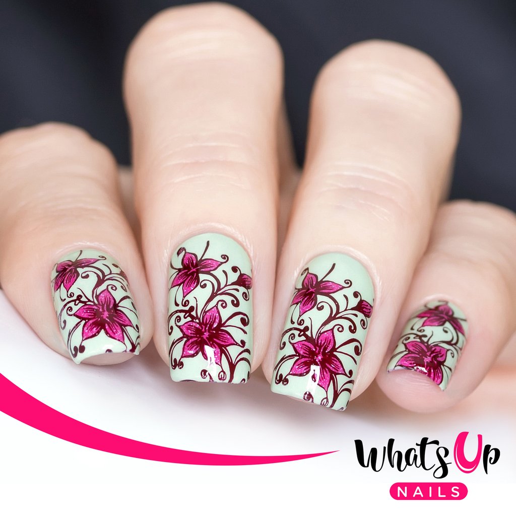 Whats Up Nails - Stamping Plate - Floral Swirls