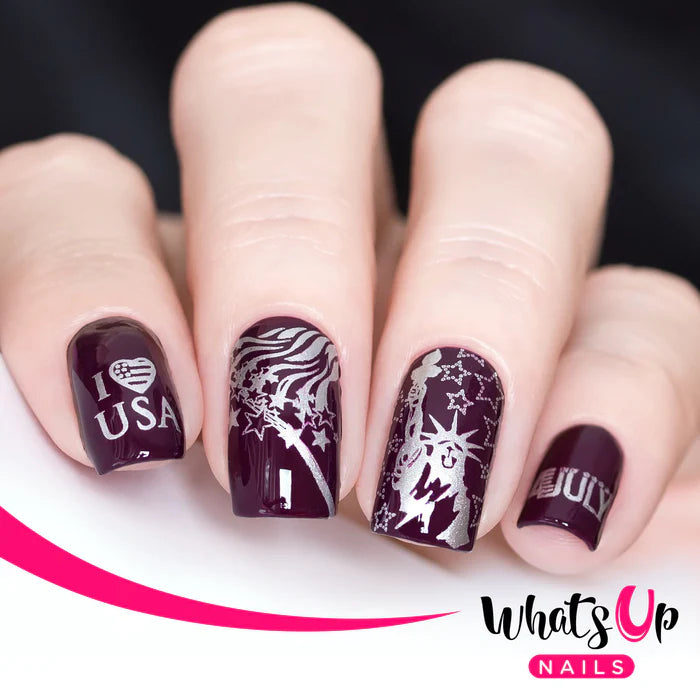 Whats Up Nails - Stamping Plate - Stars and Stripes