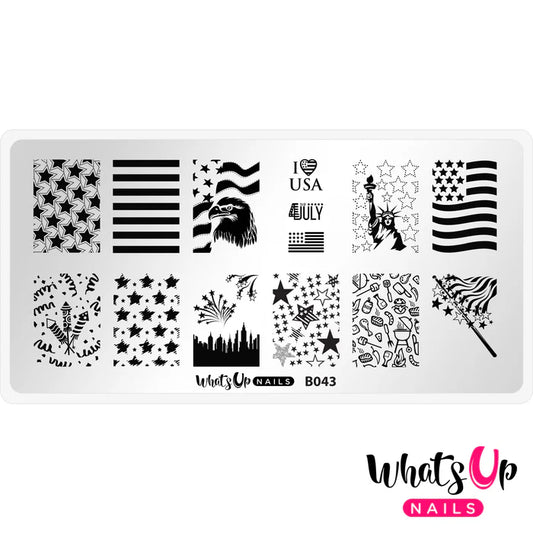 Whats Up Nails - Stamping Plate - Stars and Stripes